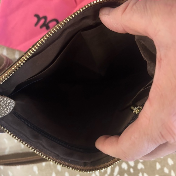 Gold and Coppered/Brown Glittered Leather Money Bag Crossbody by Anca Barbu - Picture 9 of 11